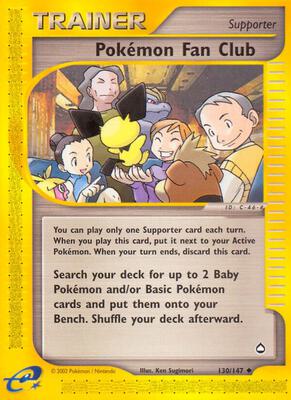 Pokemon Fan Club card from Aquapolis