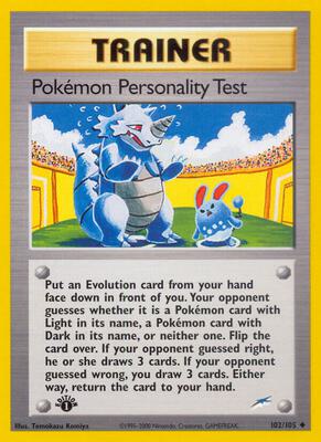 Pokemon Personality Test card from Neo Destiny