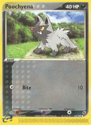 Poochyena - 63/109 card from EX Ruby and Sapphire