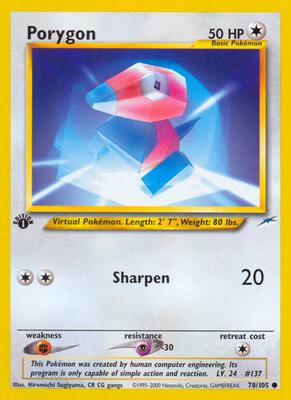 Porygon card from Neo Destiny