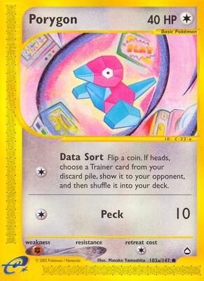 Porygon (103a) card from Aquapolis
