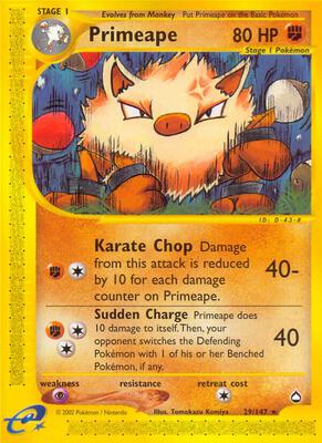 Primeape card from Aquapolis