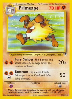Primeape card from Legendary Collection