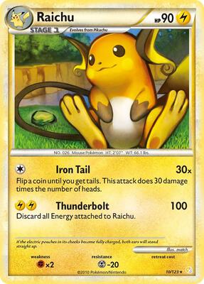 Raichu card from HeartGold SoulSilver