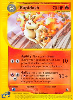 Rapidash card from Aquapolis