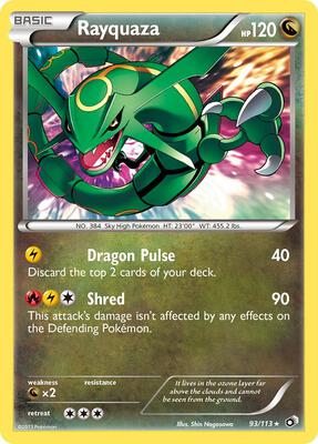 Rayquaza card from Legendary Treasures