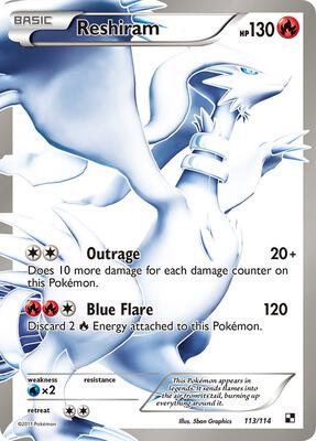 Reshiram (113 Full Art) card from Black and White