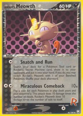 Rocket's Meowth card from EX Team Rocket Returns