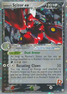 Rocket's Scizor ex card from EX Team Rocket Returns