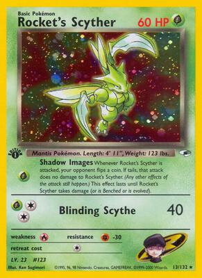 Rocket's Scyther card from Gym Heroes
