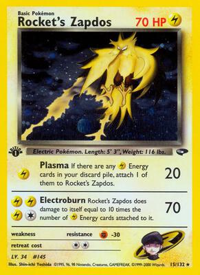 Rocket's Zapdos card from Gym Challenge