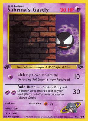 Sabrina's Gastly (96) card from Gym Challenge