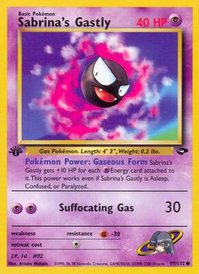 Sabrina's Gastly (97) card from Gym Challenge
