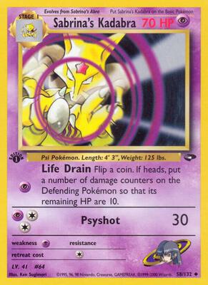 Sabrina's Kadabra card from Gym Challenge