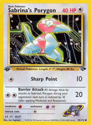 Sabrina's Porygon card from Gym Challenge