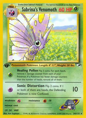 Sabrina's Venomoth card from Gym Heroes