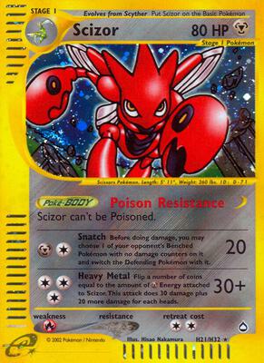 Scizor (H21) card from Aquapolis