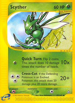 Scyther (57) card from Aquapolis