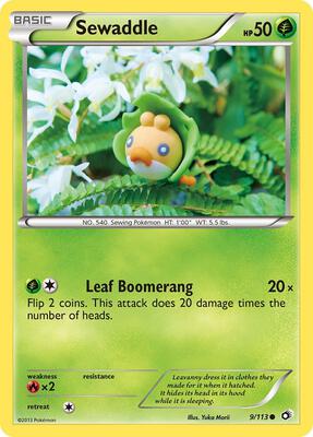 Sewaddle (9) card from Legendary Treasures