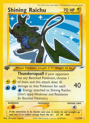 Shining Raichu card from Neo Destiny