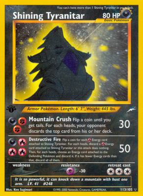 Shining Tyranitar card from Neo Destiny