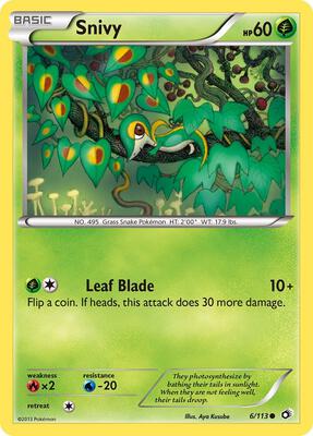Snivy card from Legendary Treasures