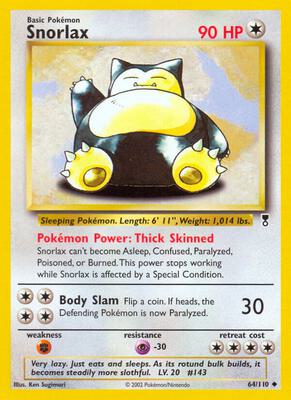 Snorlax card from Legendary Collection