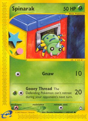 Spinarak (62) card from Aquapolis