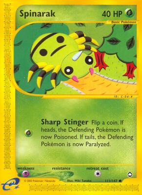 Spinarak (111) card from Aquapolis