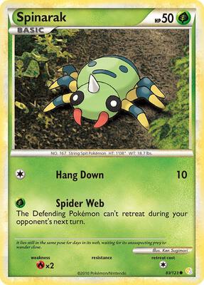 Spinarak card from HeartGold SoulSilver
