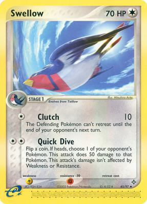 Swellow card from EX Dragon