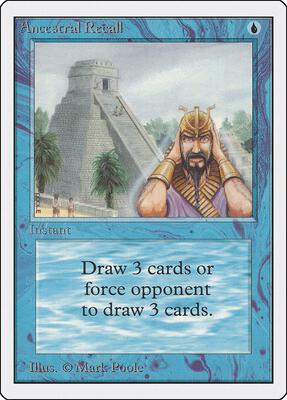 Ancestral Recall card from Unlimited Edition