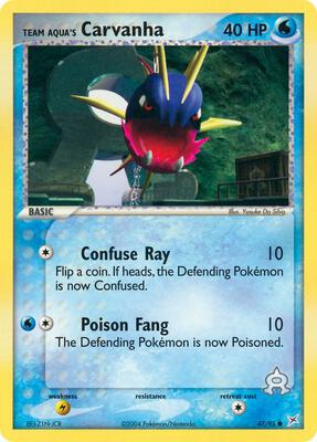 Team Aqua's Carvanha - 47/95 card from EX Team Magma vs Team Aqua