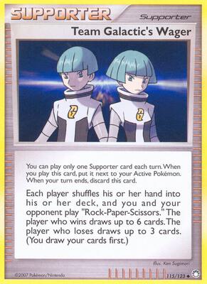 Team Galactic's Wager card from Mysterious Treasures