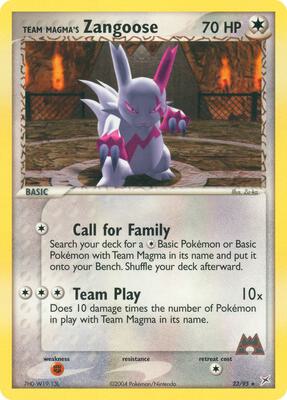 Team Magma's Zangoose card from EX Team Magma vs Team Aqua