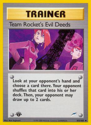 Team Rocket's Evil Deeds card from Neo Destiny