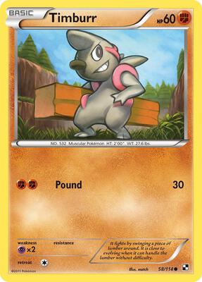 Timburr (58) card from Black and White
