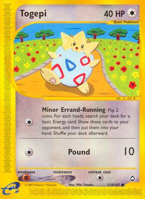 Togepi card from Aquapolis