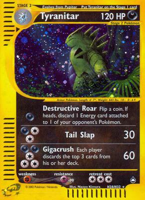 Tyranitar (H28) card from Aquapolis