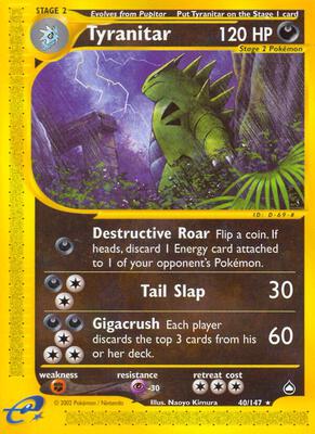 Tyranitar card from Aquapolis
