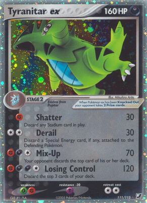 Tyranitar ex card from EX Unseen Forces