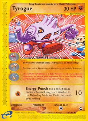 Tyrogue card from Aquapolis