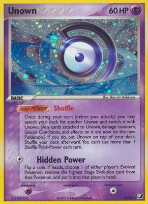 Unown (D) card from EX Unseen Forces