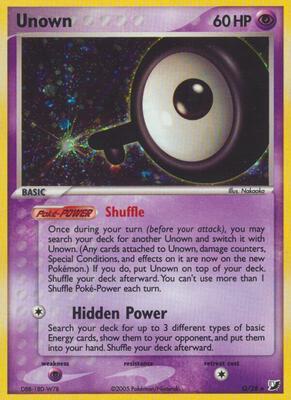 Unown (Q) card from EX Unseen Forces