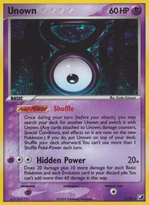 Unown (V) card from EX Unseen Forces
