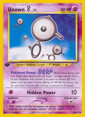 Unown [B] card from Neo Revelation