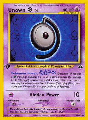 Unown [D] card from Neo Discovery