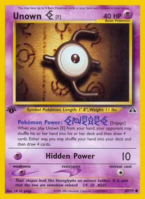 Unown [E] card from Neo Discovery