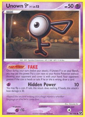 Unown [F] card from Great Encounters