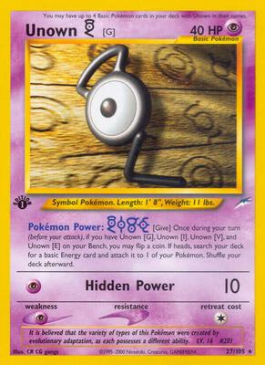 Unown [G] card from Neo Destiny